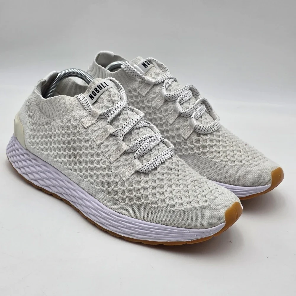 NoBull Shoes Men's Size 10 Women 11.5 Ivory/White Allday Knit Mesh Sneakers